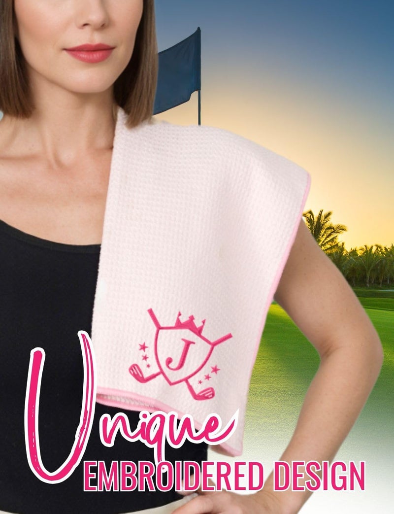 CybGene Microfiber Golf Towel for Women, 16'x 24', Pink - Initial B - Image 2